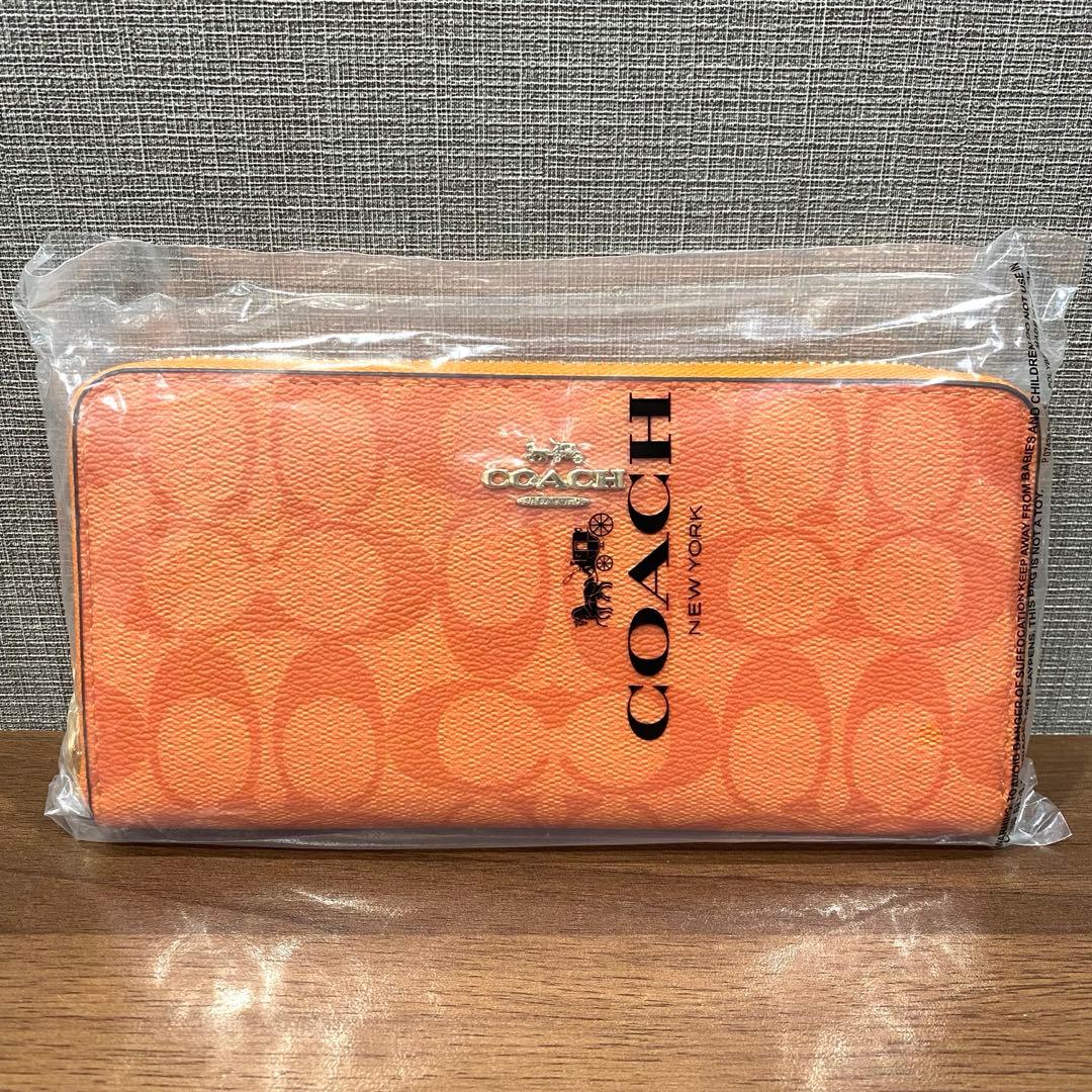 【新品未開封】coach コーチ レディース　長財布　オレンジ　ウォレット　財布