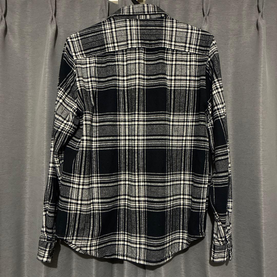 【GUY ROVER】ギローバー　フランネルシャツ　白×黒