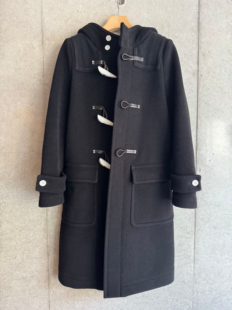 【リリアナ】黒いダッフルコート フード付き