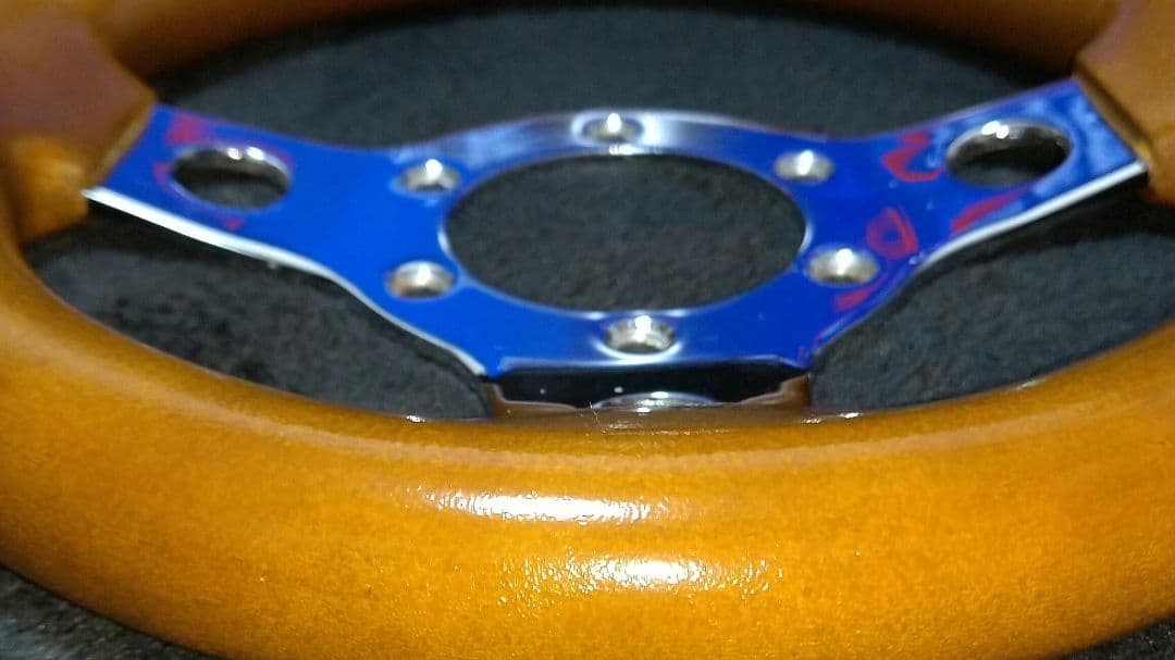 ウッド風 23パイ ハンドル 小径ステアリング 木目調街道レーサー