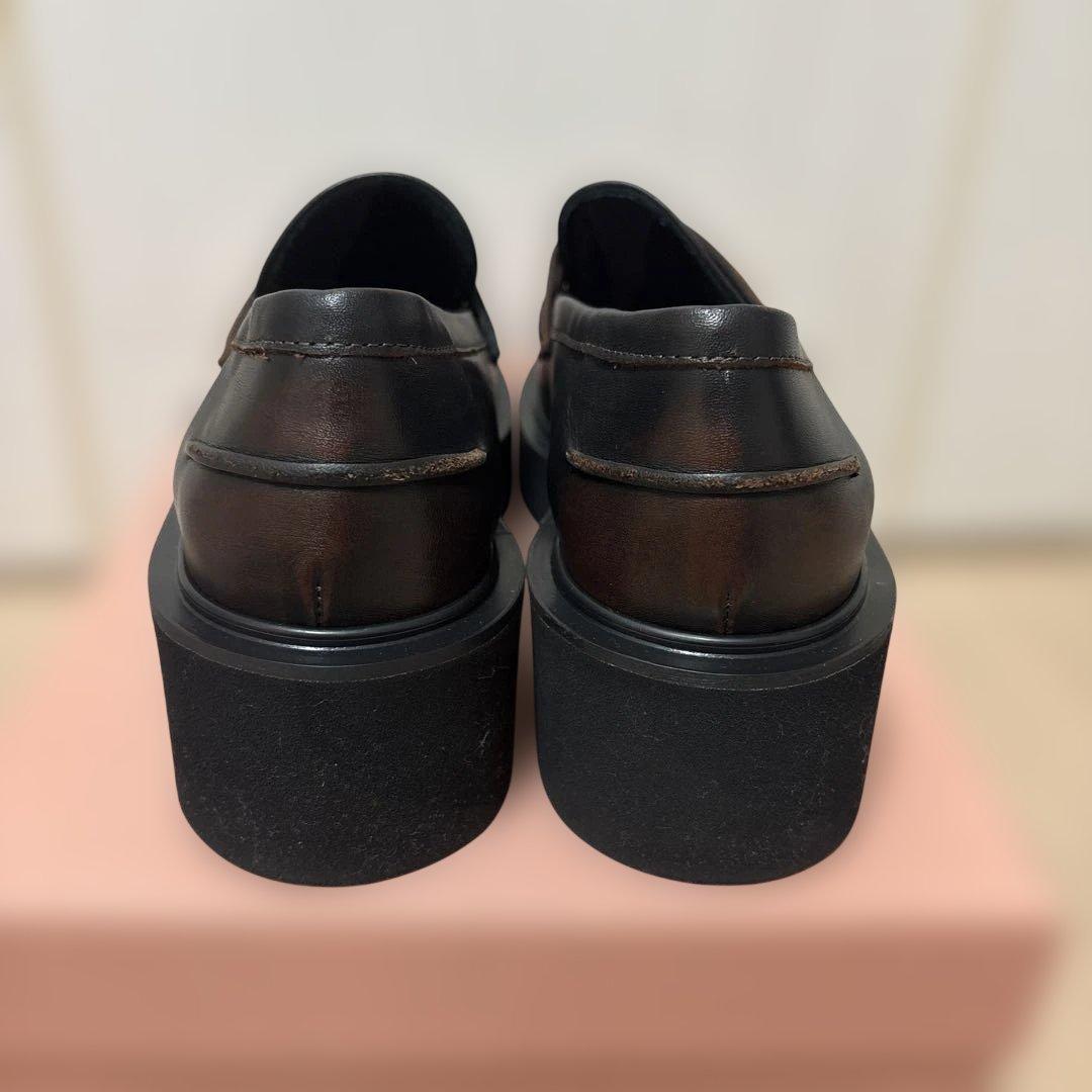 FABIO RUSCONIダークブラウン 厚底ローファー