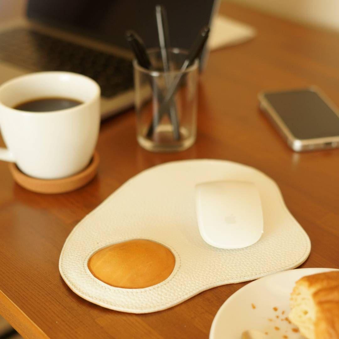 本革レザーマウスパッド 目玉焼きモチーフ