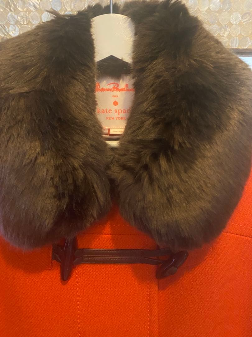 ケイトスペード♠️オレンジ エコファー付きダッフルコート美品