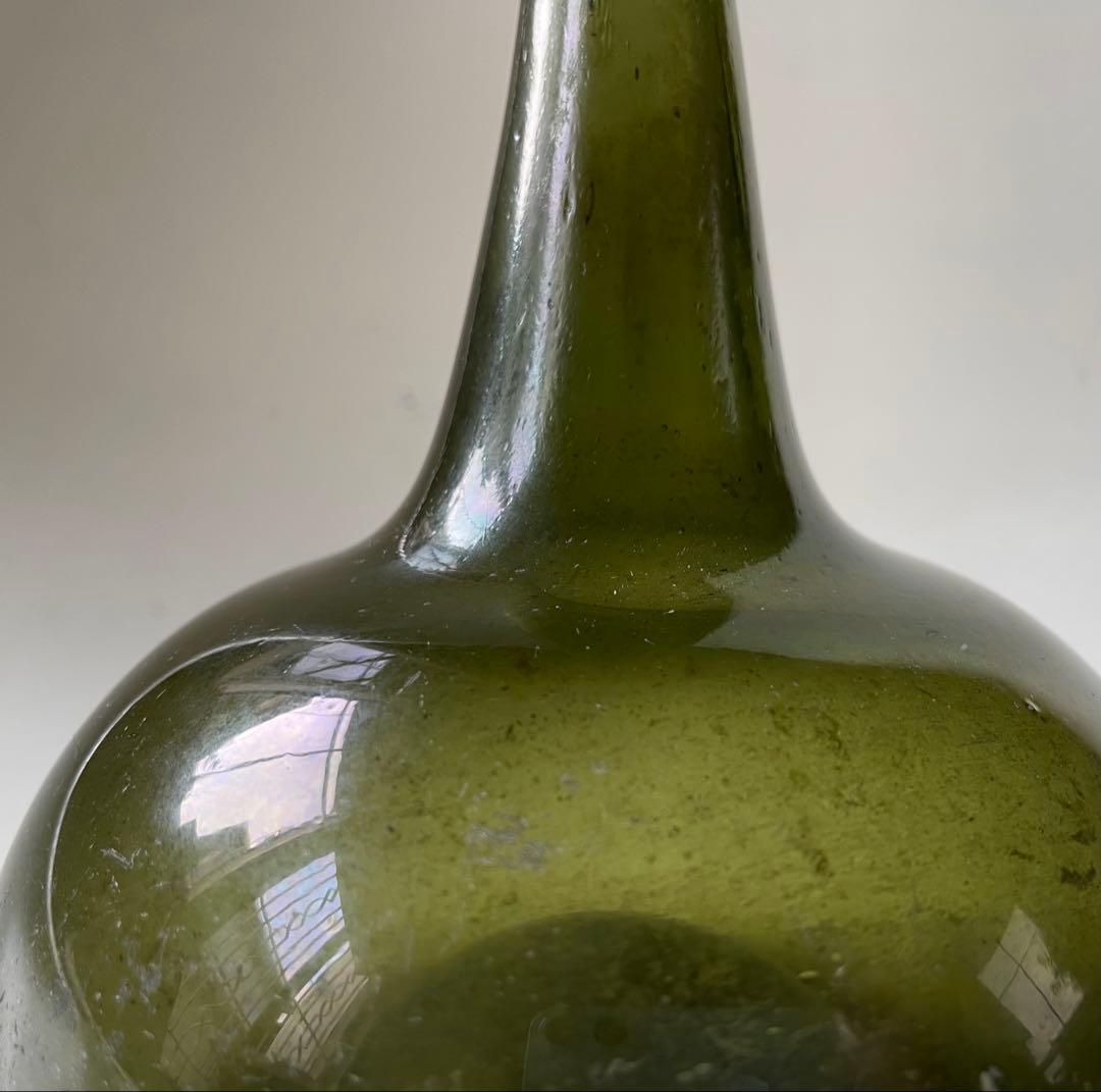 オランダ18世紀　オニオンボトル　ガラス瓶　アンティーク　古美術　民藝　花入