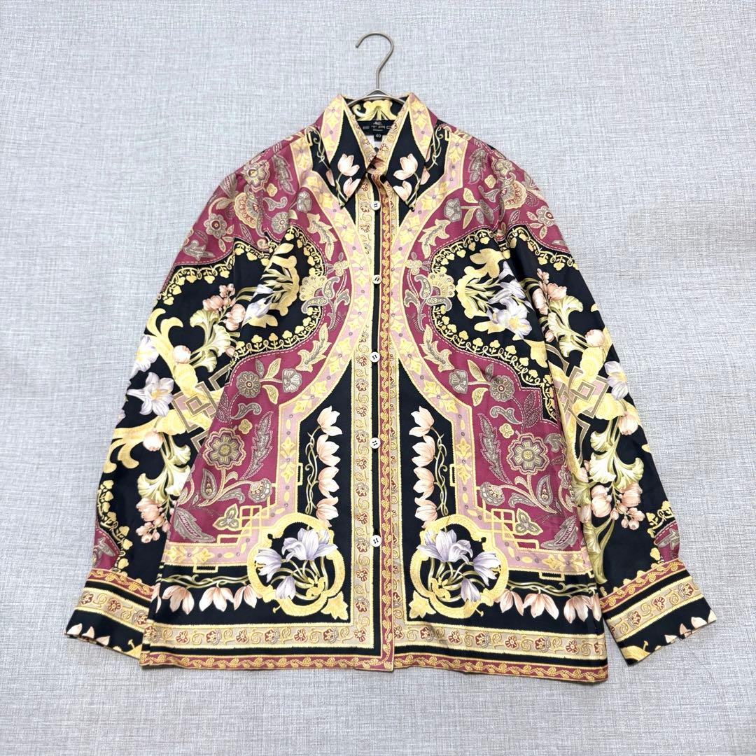 【美品】エトロ　ETRO　シルク100％　総柄ブラウス　サイズ40