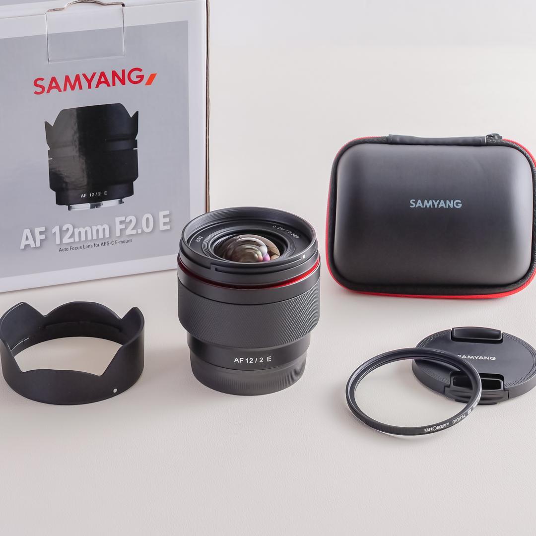 【値下げ・美品】SAMYANG AF 12mm F2.0 E 保護フィルター付き