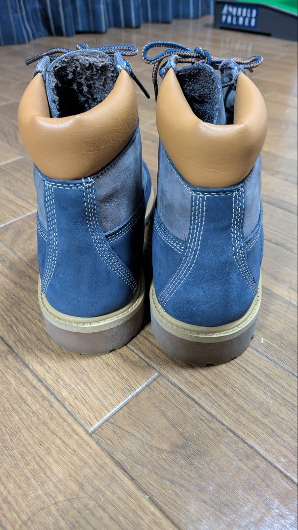 美品 ティンバーランド 6インチブーツ ネイビー/グレー レザー 24cm