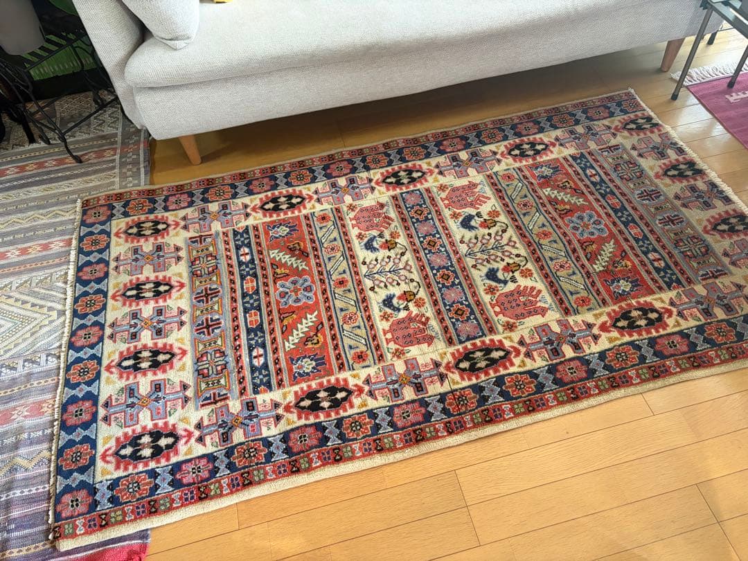 トライバルラグ 手織り 絨毯 カーペット ヴィンテージ ラグ ペルシャ絨毯