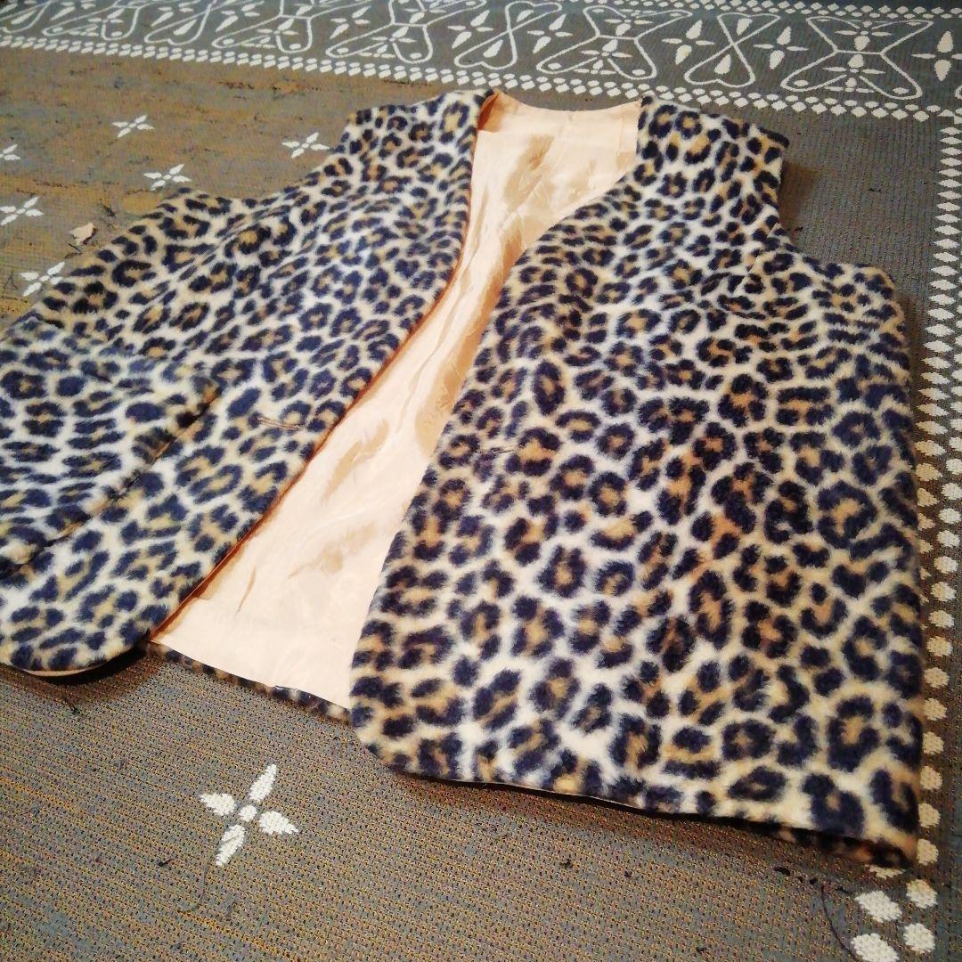 ビンテージ　レオパード　ベスト　フェイクファー　MCベスト 豹柄