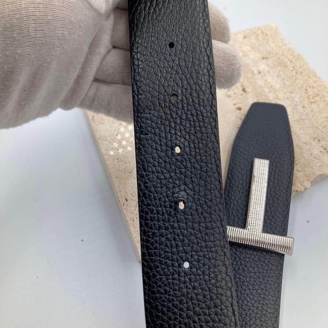 ！極美品！　トムフォード　ベルト　レザー　ブラック　シルバー　19A