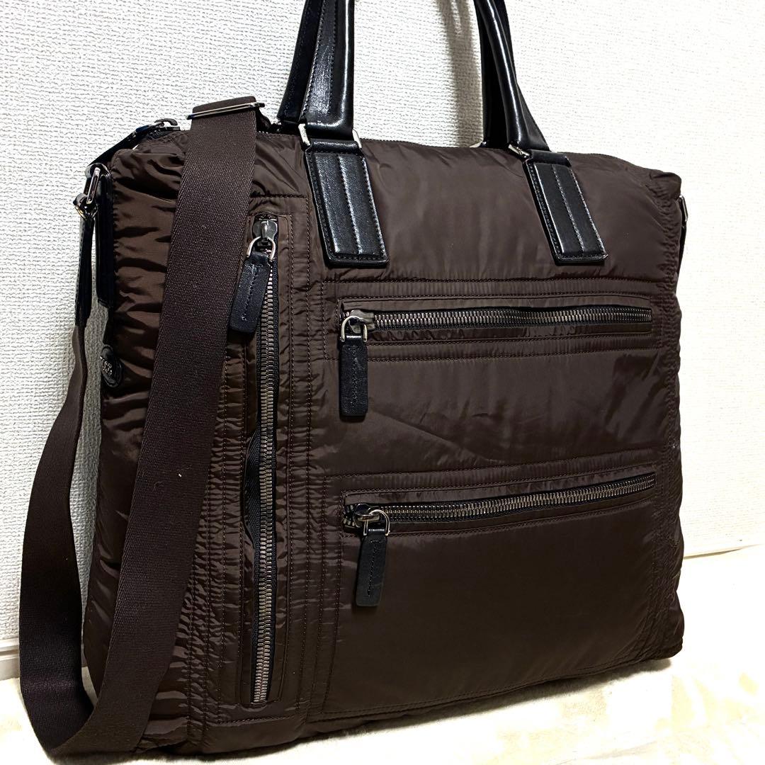 超美品　トッズ　トートバッグ　ショルダーバッグ　ビジネス　ユニセックス　ブラウン