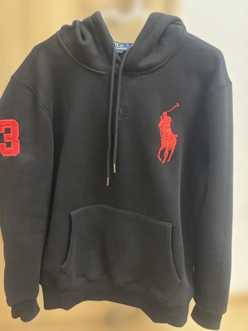 ラルフローレン パーカー 黒赤
