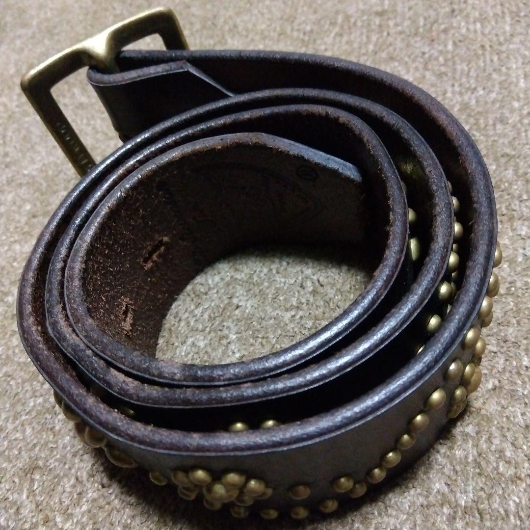 32inch HTC フラワー スタッズベルト ブラウン