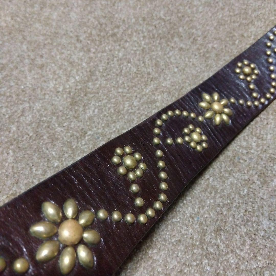 32inch HTC フラワー スタッズベルト ブラウン