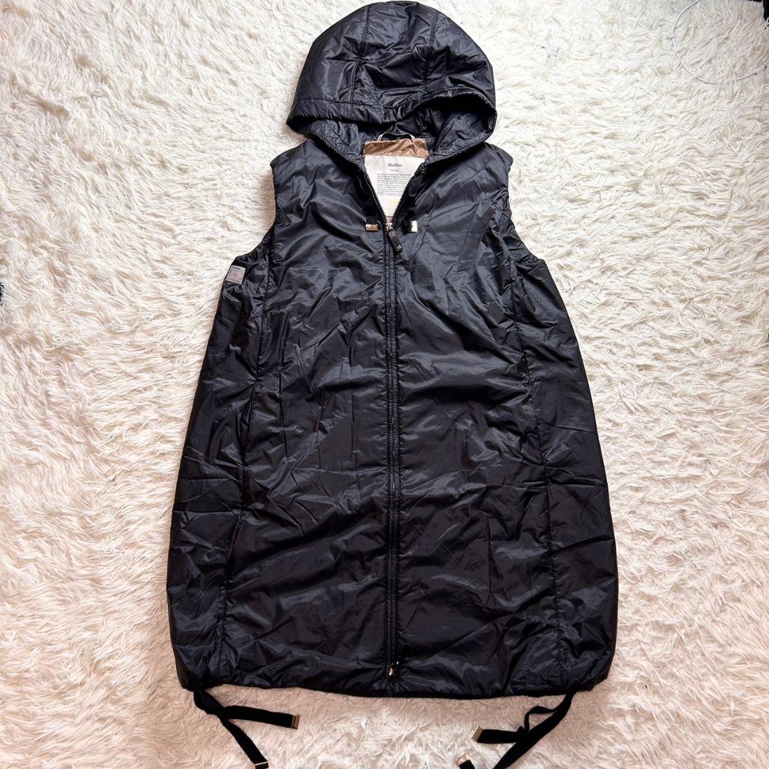 美品★MaxMara the cube ダウン ベスト ジレ フーデット コート