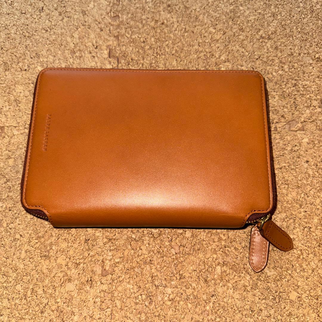 ラルフローレン　ラウンド　ダブルジップ　財布　セカンドバッグ　茶色　未使用