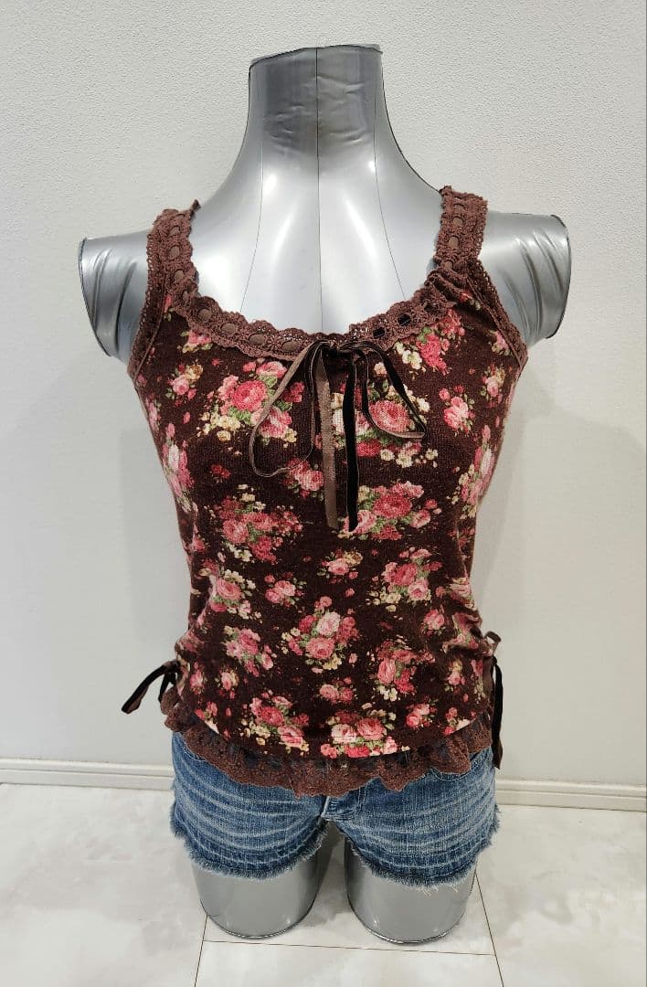 リズリサ y2k 姫系 姫ギャル フェアリーグランジ 花柄 レース キャミ