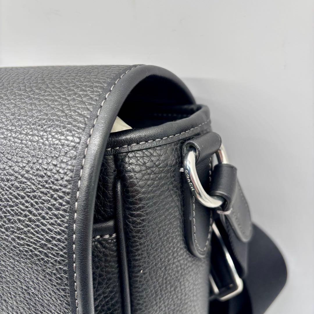 極美品 COACH ショルダー メッセンジャー バッグ レザー 黒CL952