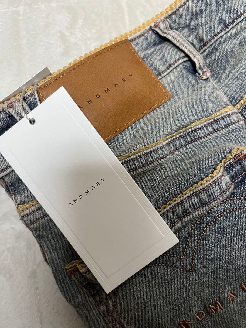 パンツ andmary Heartstitch denim Bluebeige M