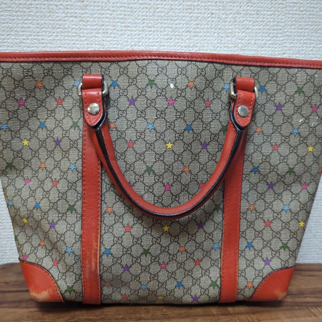 Gucci 星柄 ハンドバッグ ベージュ オレンジ