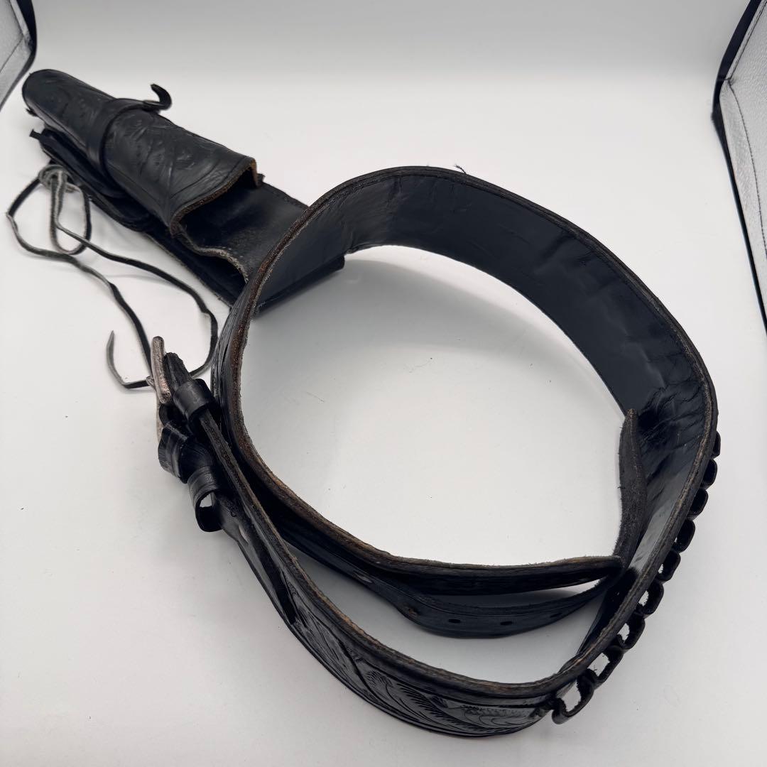 本革 カービングレザー ガンホルダーベルト ウエスタンスタイル