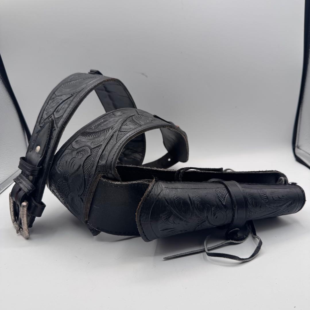 本革 カービングレザー ガンホルダーベルト ウエスタンスタイル