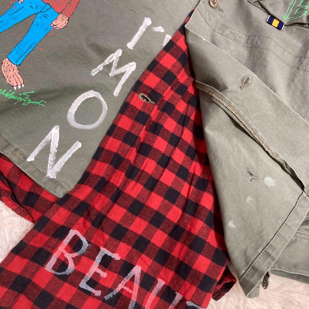 ONEMADE ミリタリーシャツ カーキ 48 重ね着風 オシャレ カジュアル