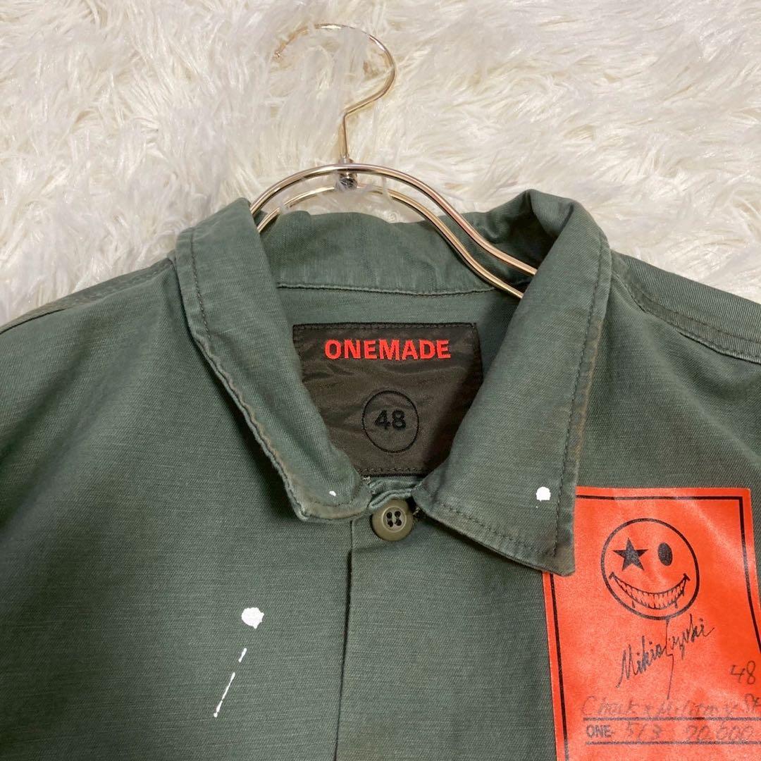 ONEMADE ミリタリーシャツ カーキ 48 重ね着風 オシャレ カジュアル