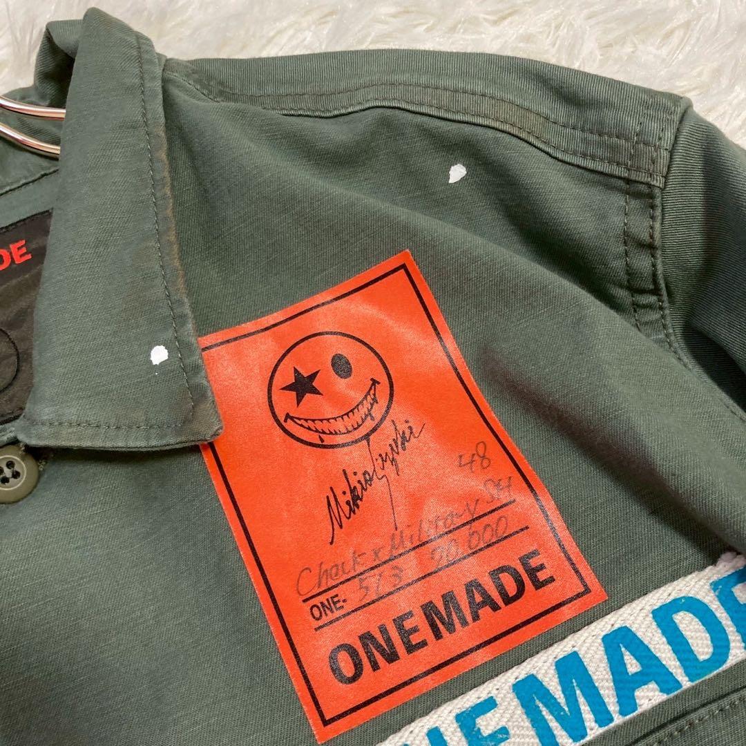 ONEMADE ミリタリーシャツ カーキ 48 重ね着風 オシャレ カジュアル