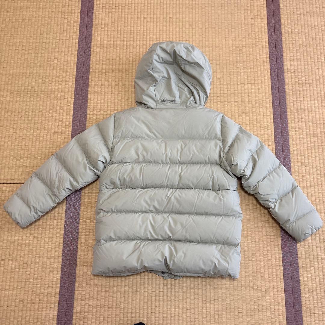 Marmot フード付きダウンジャケット ライトグレー