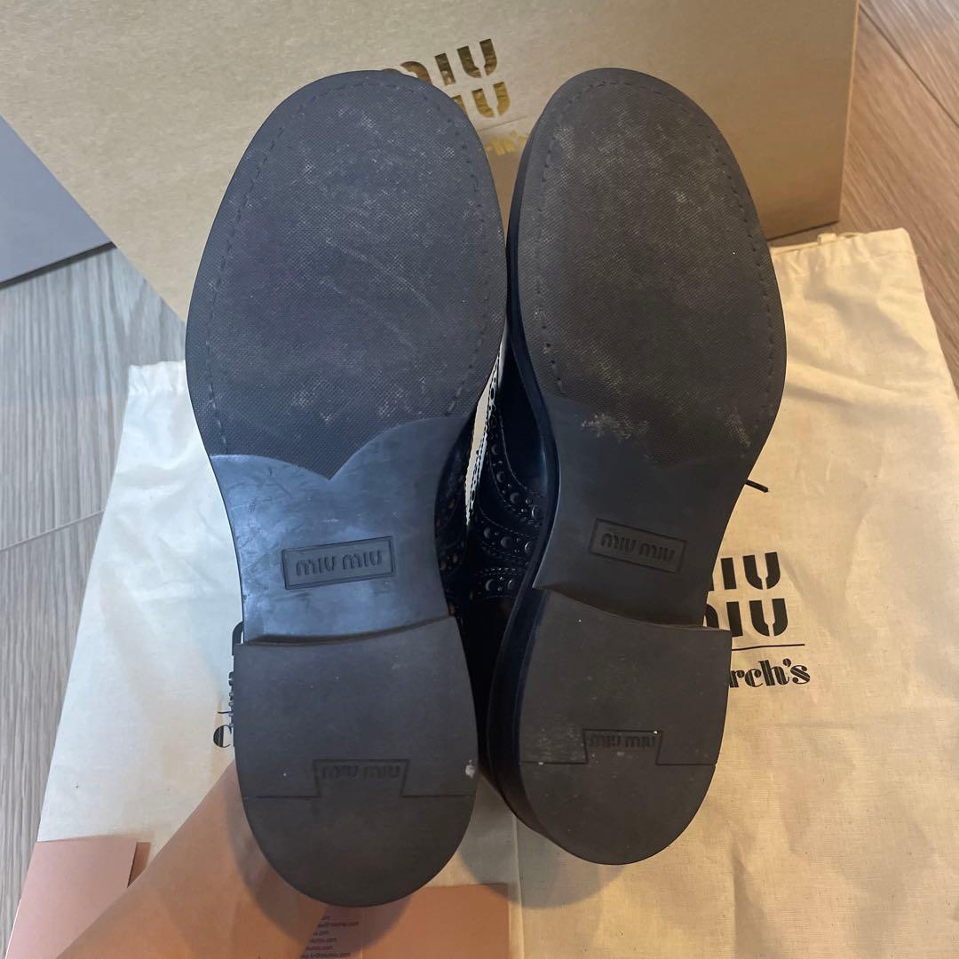 【極美品】ミュウミュウ　チャーチ　オックスフォードブロークシューズ　ブラック