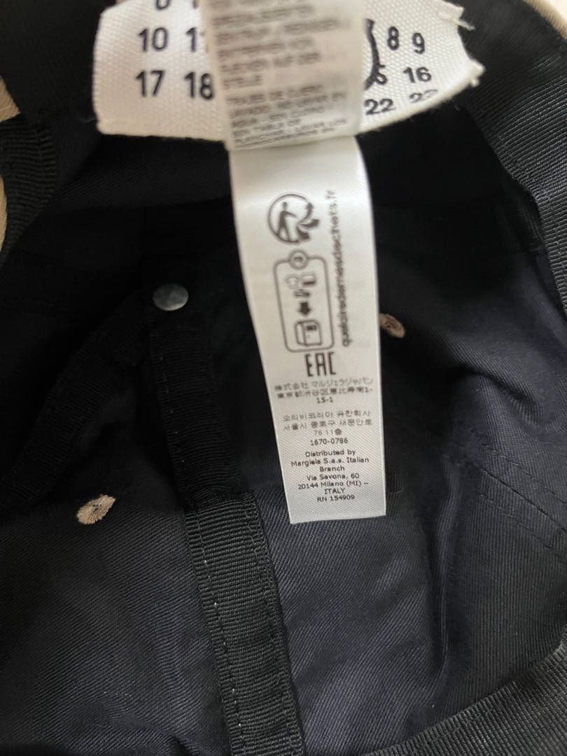 極美品 MM6 Maison Margiela キャップ ベージュ ロゴ刺繍