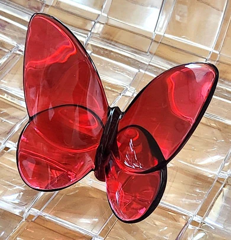 【箱付き美品】バカラ Baccarat ラッキーバタフライ レッド