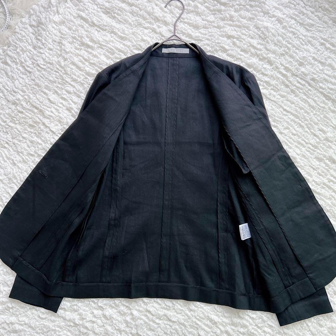 美品♡セオリーリュクス　ノーカラージャケット　ワイドパンツ　スーツ　リネン　黒