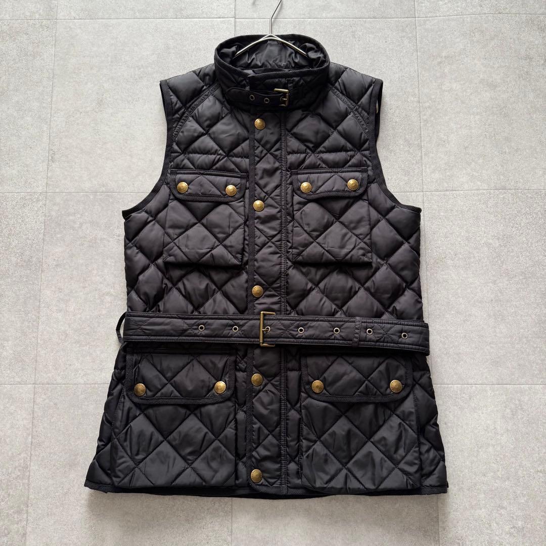 ラルフローレン　ダウンベスト　キルティング　黒　ベルト　ゴールド金具　M