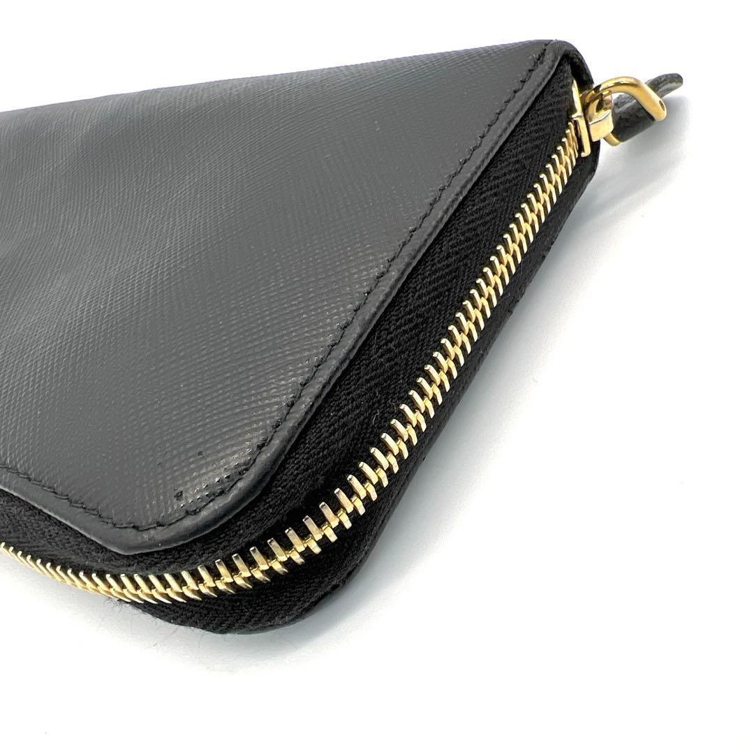 訳あり★プラダ PRADA 長財布 ラウンドファスナー サフィアーノ ブラック