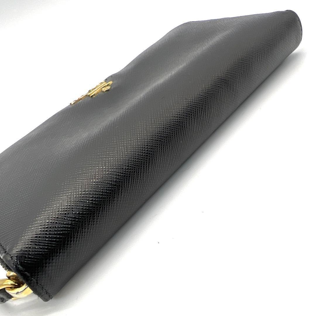 訳あり★プラダ PRADA 長財布 ラウンドファスナー サフィアーノ ブラック