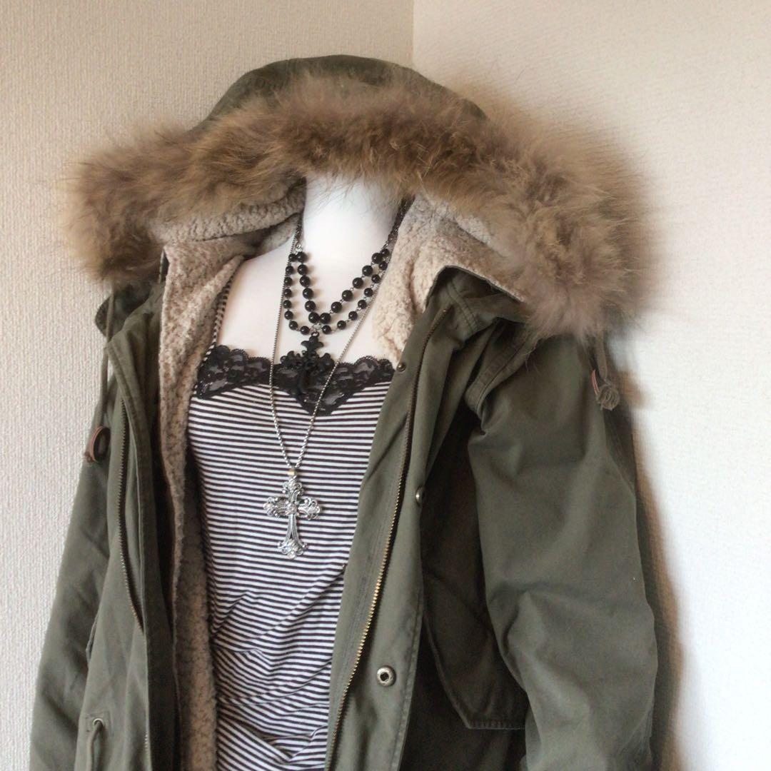 y2k 00s archive グランジフェアリー　ファー付コート　森ガール