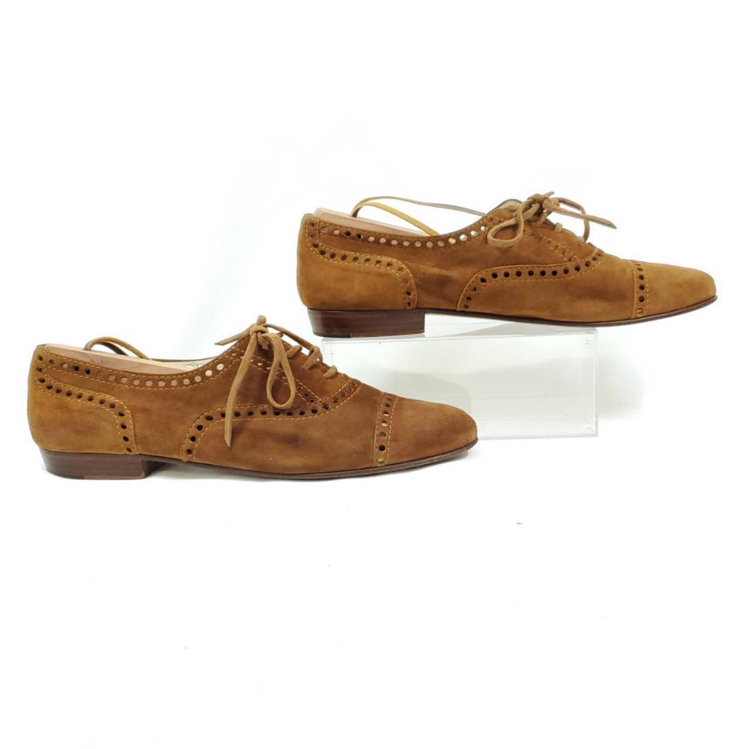 ロエベ　ローファー　メダリオン　パンチング　レースアップ　ブラウン　37