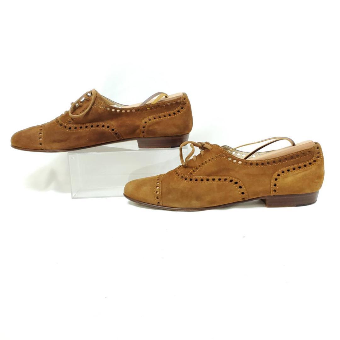 ロエベ　ローファー　メダリオン　パンチング　レースアップ　ブラウン　37