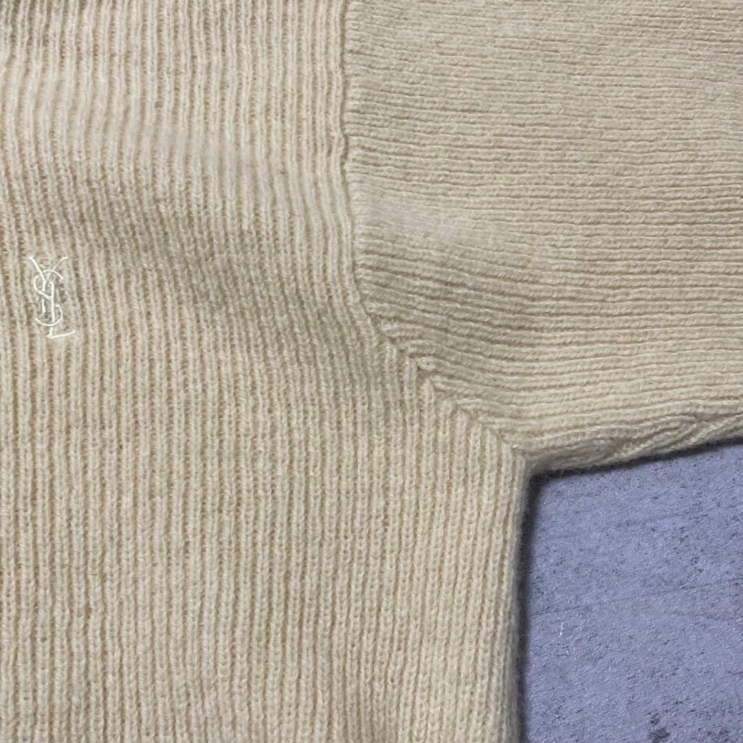 YSL イヴサンローラン ロゴ 刺繍 ハーフジップ ニット セーター イエロー