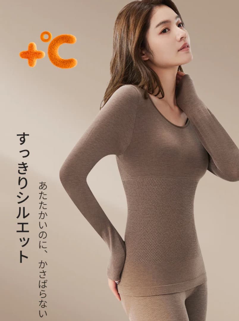 ウール混あったかインナーウェア上下 Fサイズ　２色セット