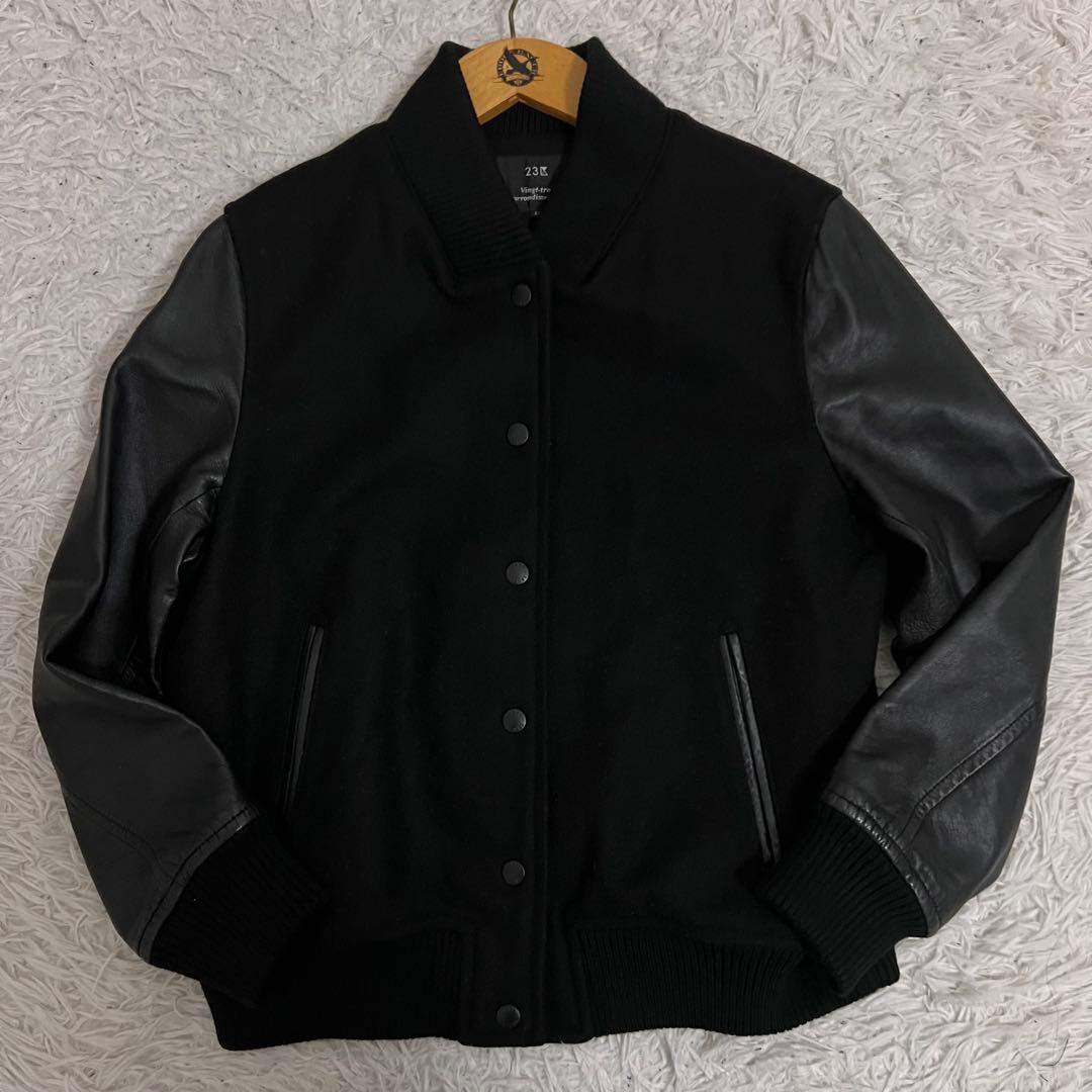 極美品✨大きいサイズ 23区 スタジャン レザー切替 ラムレザー 黒 2XL
