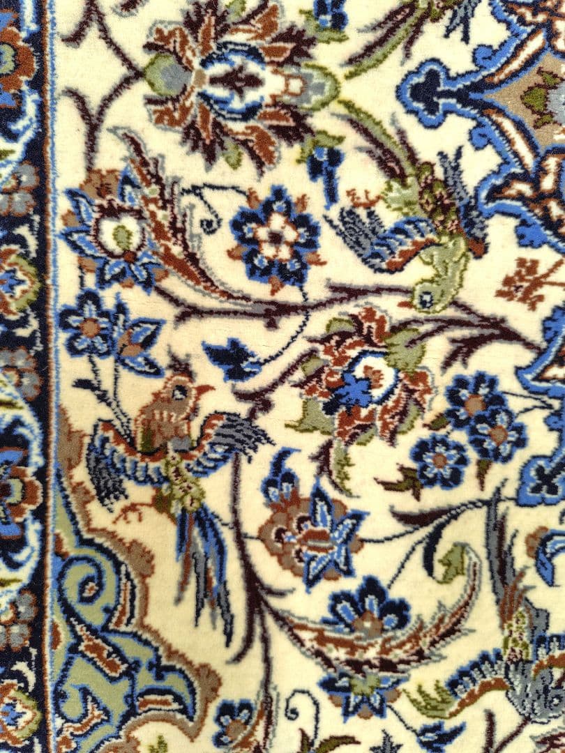 【アースカラーなアラベスク】ペルシャ絨毯　シルク手織りヴィンテージ　カフェオレ