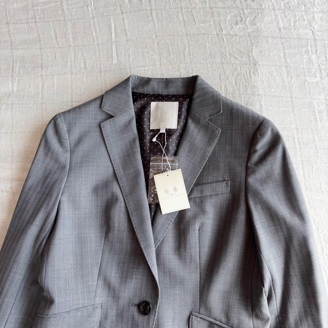 【新品未使用タグ付】 クミキョク パンツスーツ シングルジャケット ストライプ