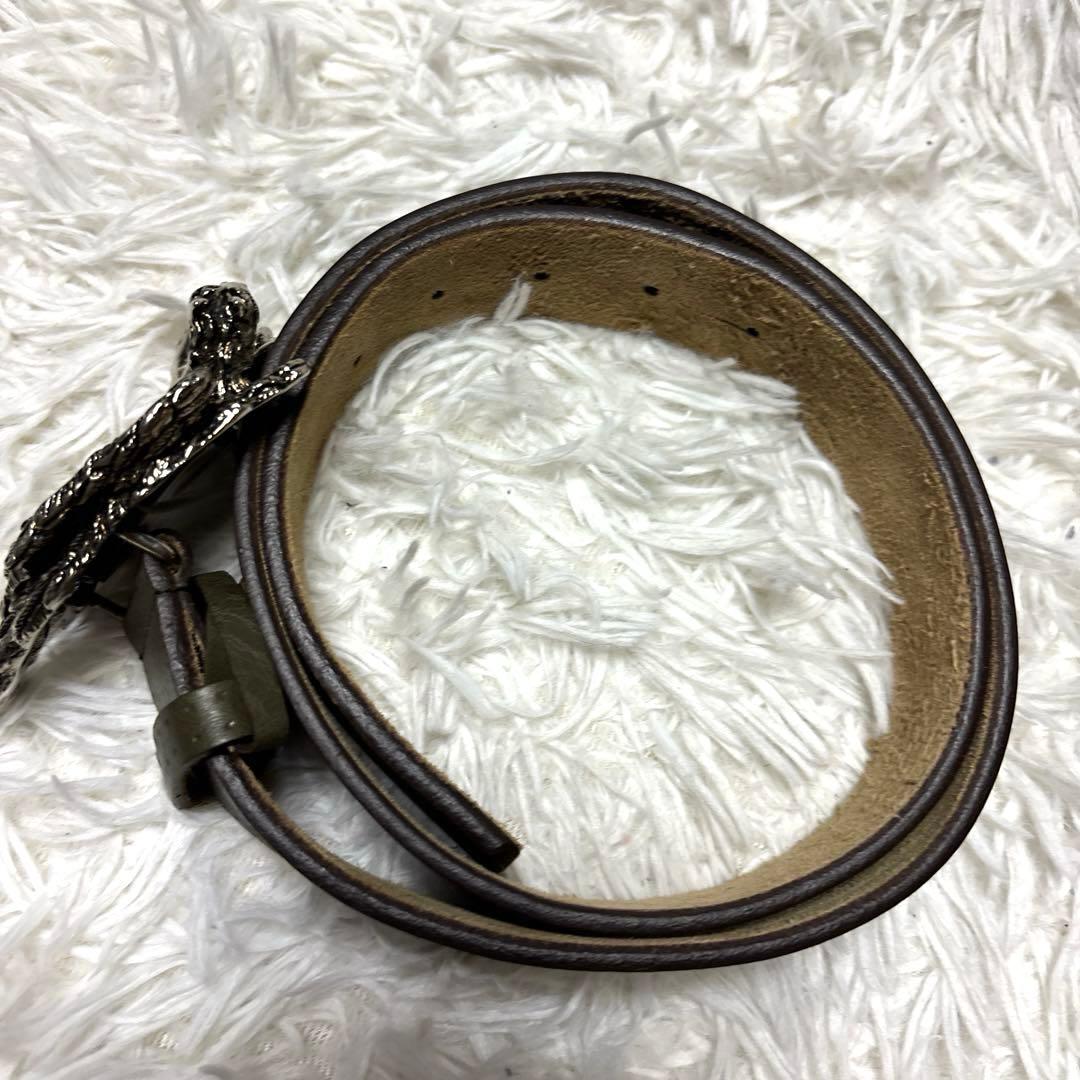 GUCCI グッチ ペガサス ベルト シルバーバックル 本革レザー カーキ 希少