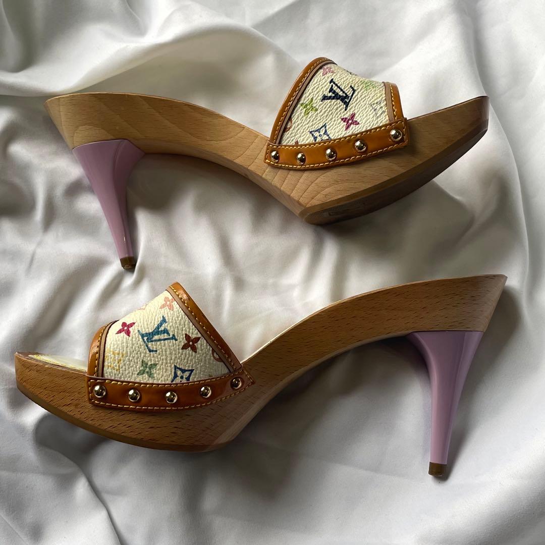 Louis Vuitton マルチカラー リボン ウッド ミュール モノグラム