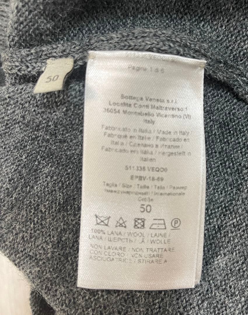 Bottega Veneta グレー Vネック ニット　50（L ）