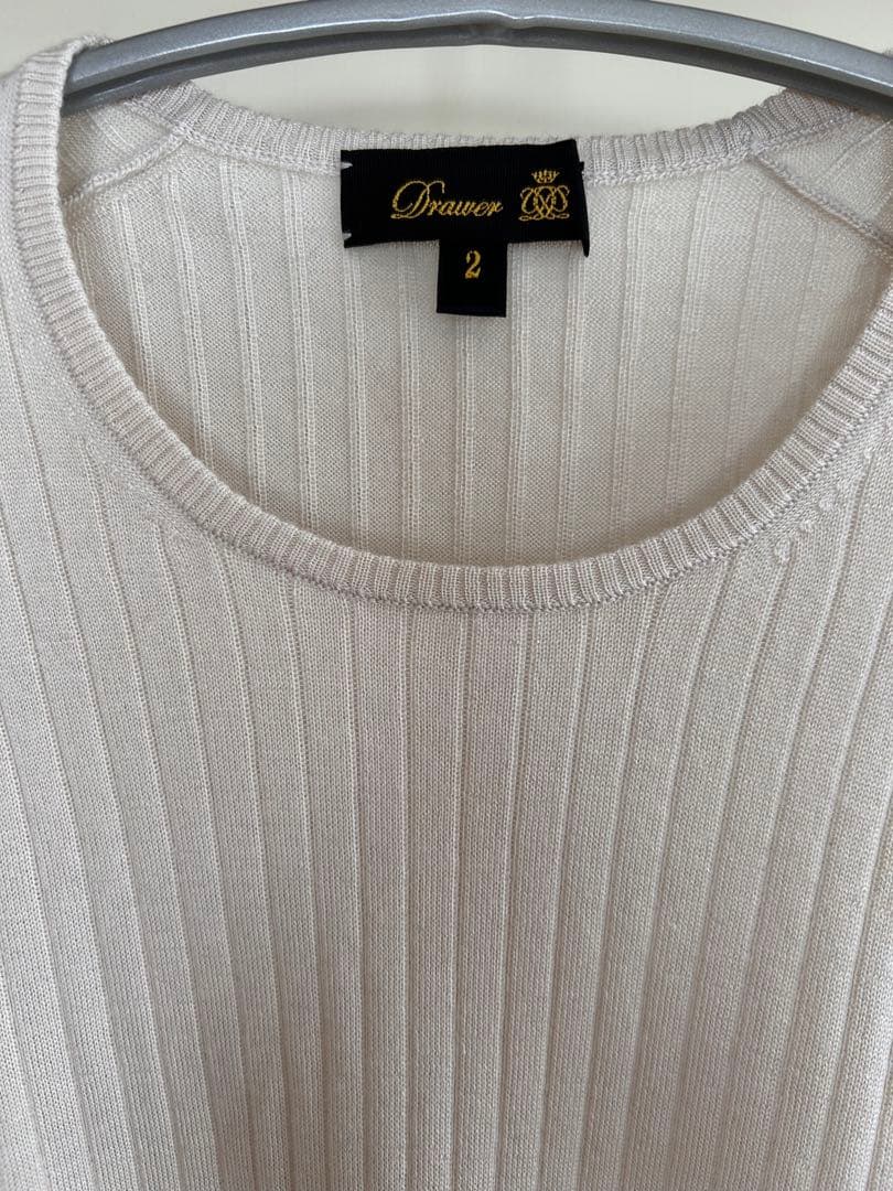 みゆ様　 DRAWER カシミヤシルク　リブクルーネックニット　ライトグレー