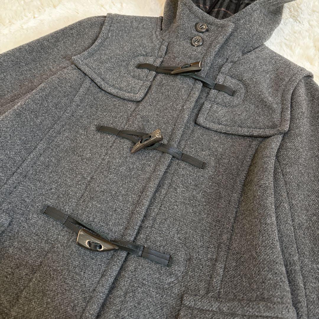 極美品☆バーバリーブルーレーベル ノバチェック ダッフルコート グレー 36